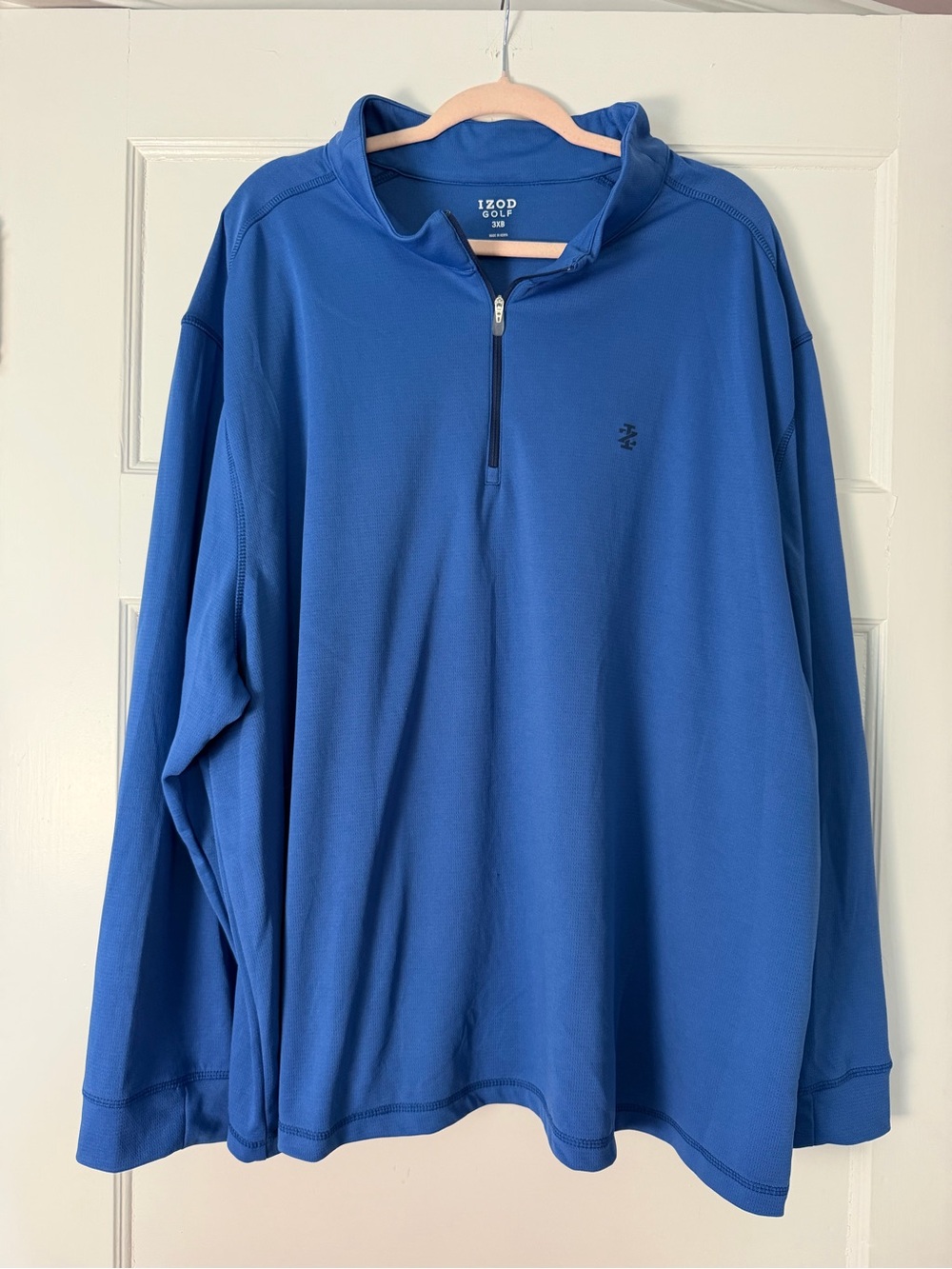 IZOD Golf Men’s 3XB Blue Performance 1/4 Zip Pullover Long Sleeve Big & Tall